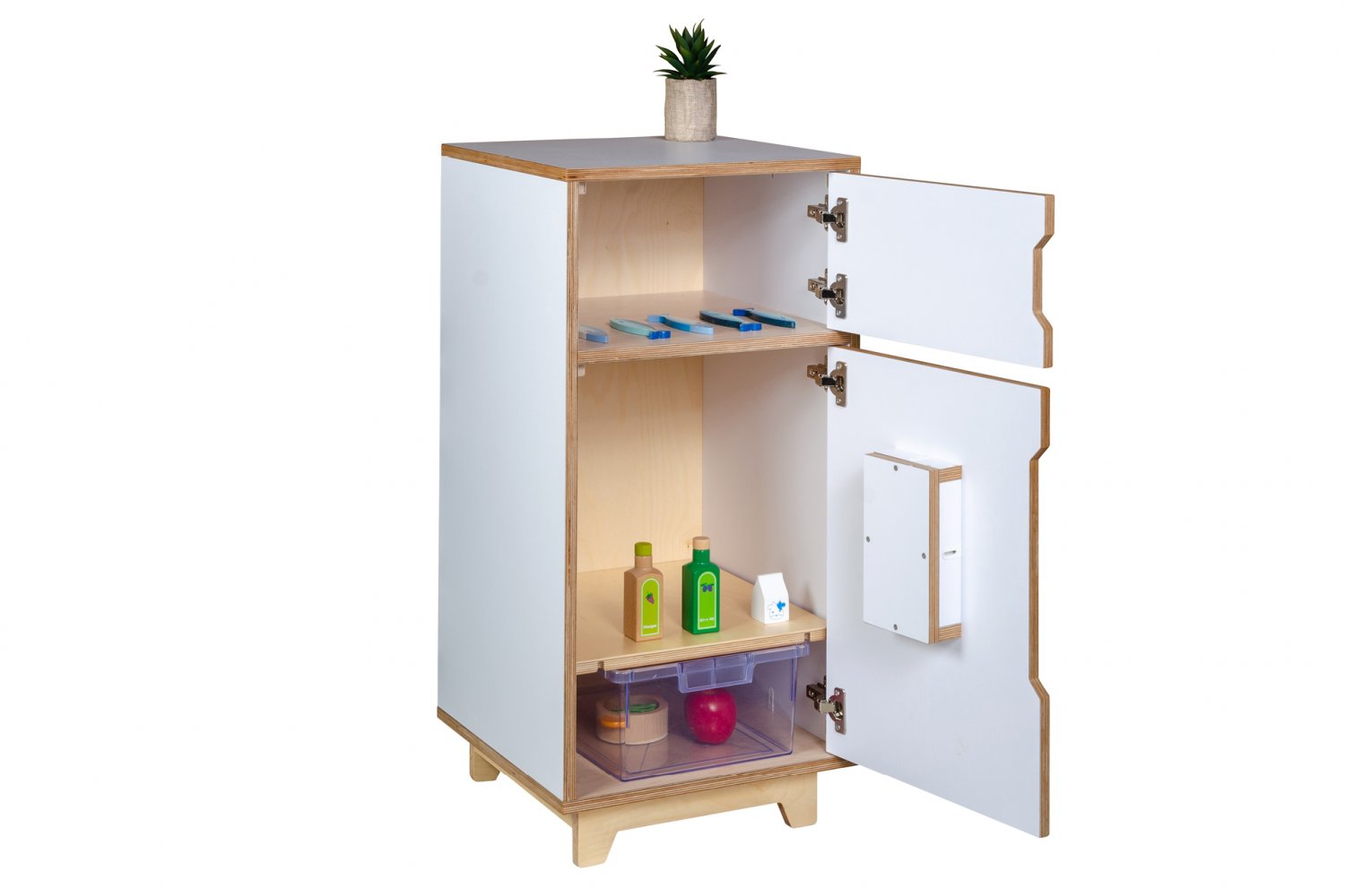 Natural wooden Fridge and Freezer unit WHITE